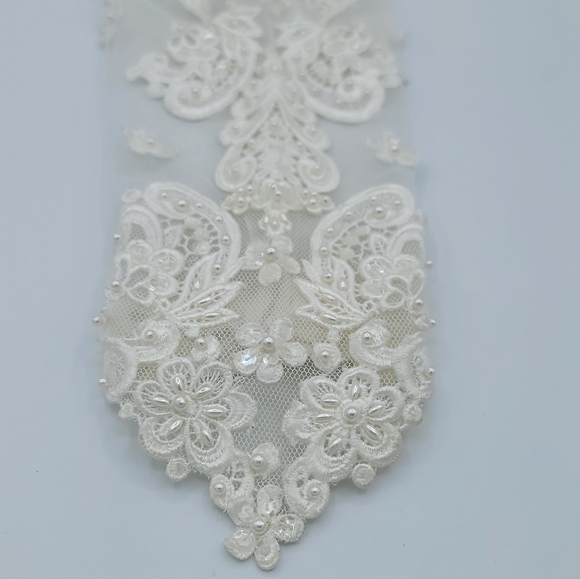 Embroidered Bridal Sleeve Pearls Sequins #695 - Picture 8 of 14